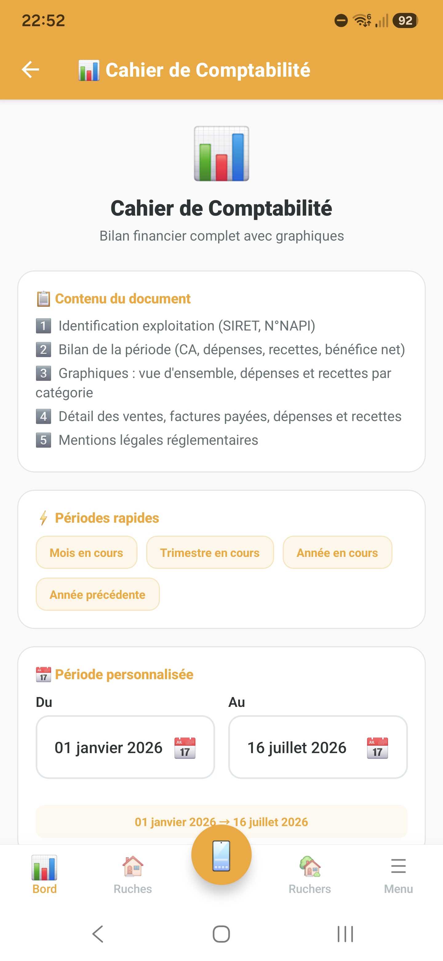 Bilans financiers et comptabilité dans Api'Track