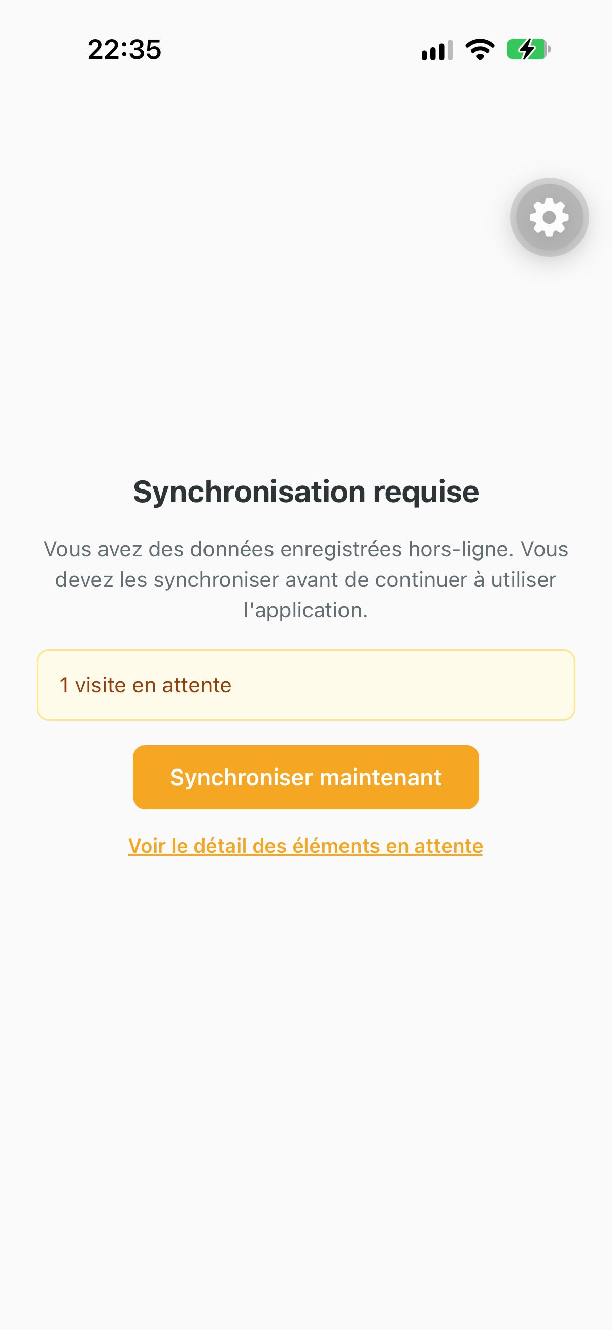 Synchronisation requise des données hors ligne de l'application de gestion apicole Api'Track