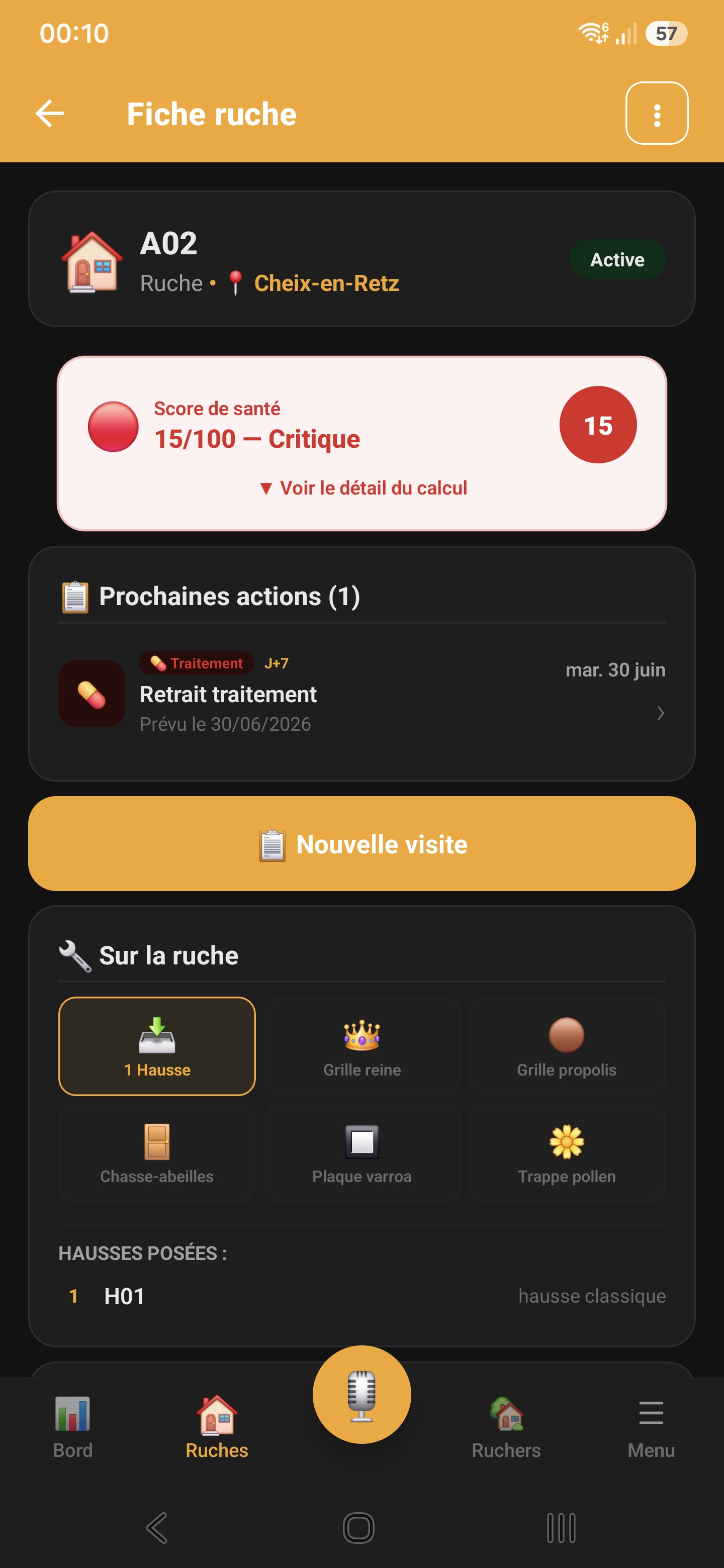 Carnet de visite et rappels dans Api'Track