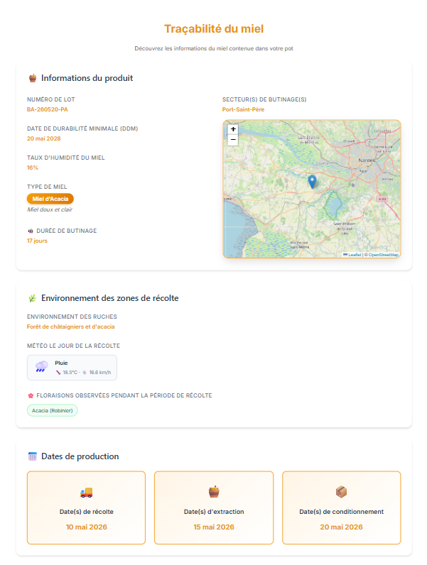 QR code sur un pot de miel menant à la page Histoire du Miel