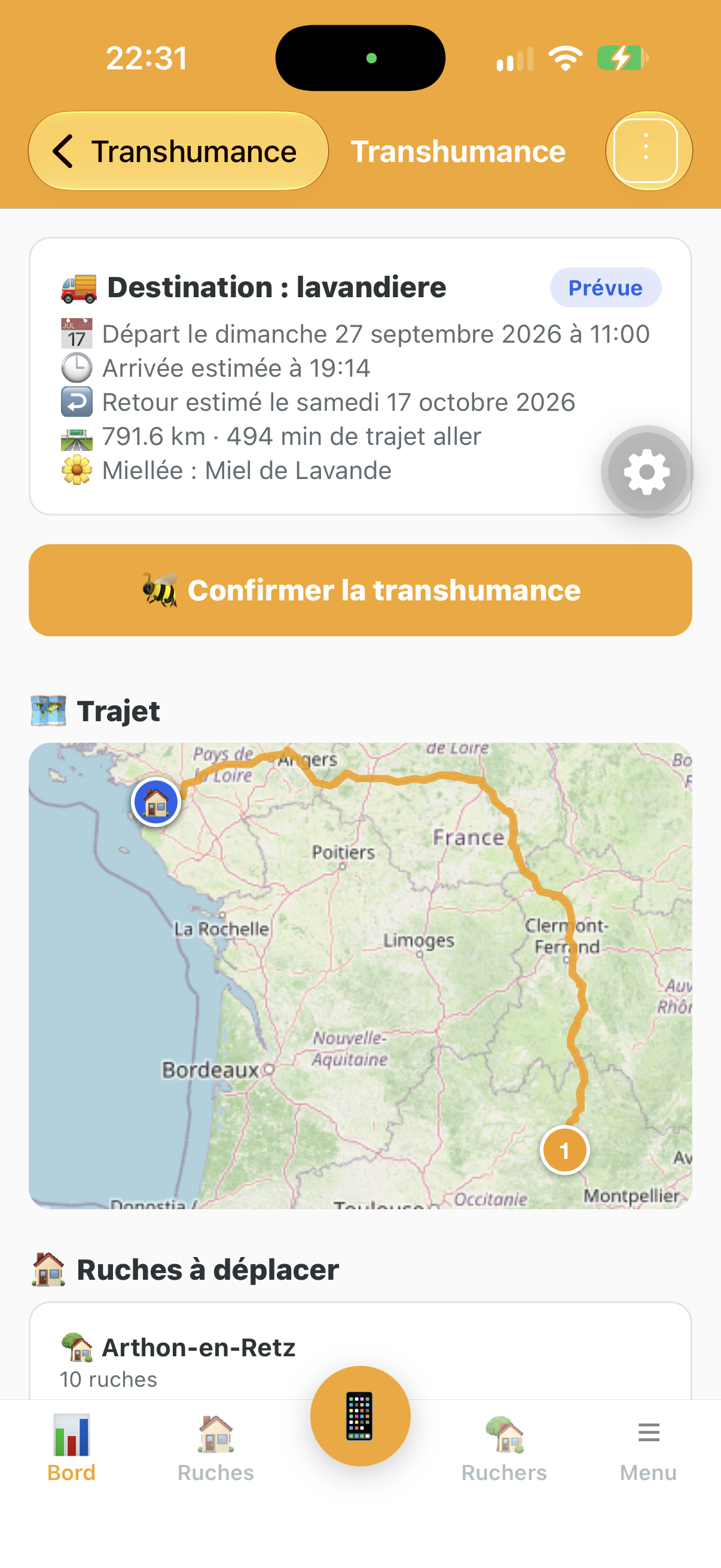 Détails de l'organisation d'une transhumance itinéraire dans Api'Track